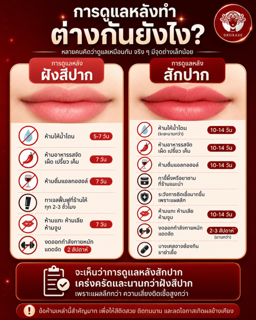 วิธีการการดูแลหลังฝังสีปาก DEGRASE
